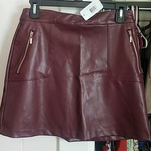 Cranberry leather skirt